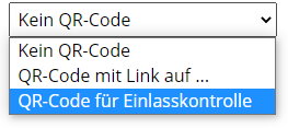 Auswahlbox, um Einlasskontrolle zu aktivieren